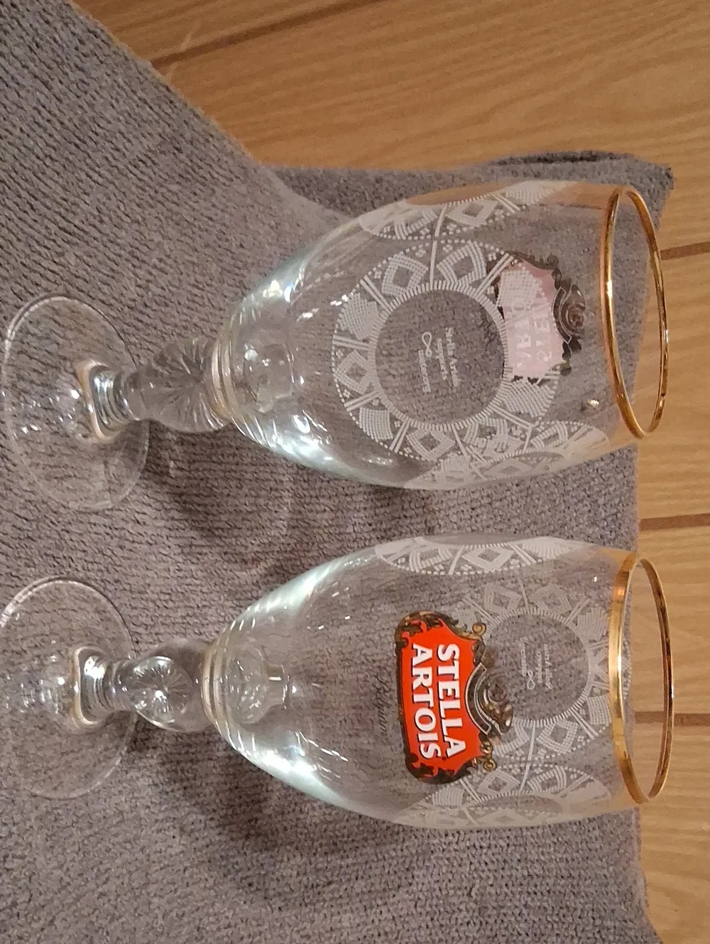 Stella Artois Gold-Rimmed Etched Beer Goblets - Clear Glass (Set of 2)